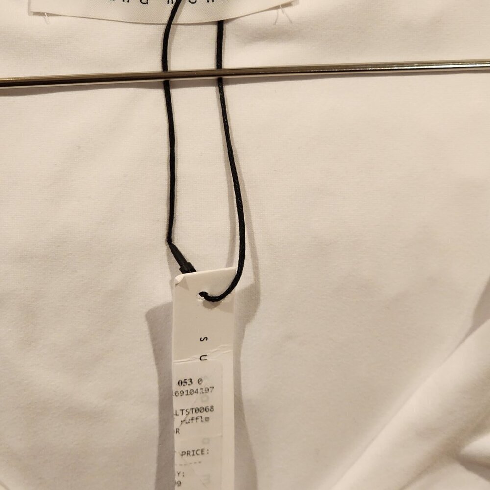 Susana Monaco White Ruffle Top NWT Size Small - Elegant Short Sleeve Blouse - Picture 3 of 3